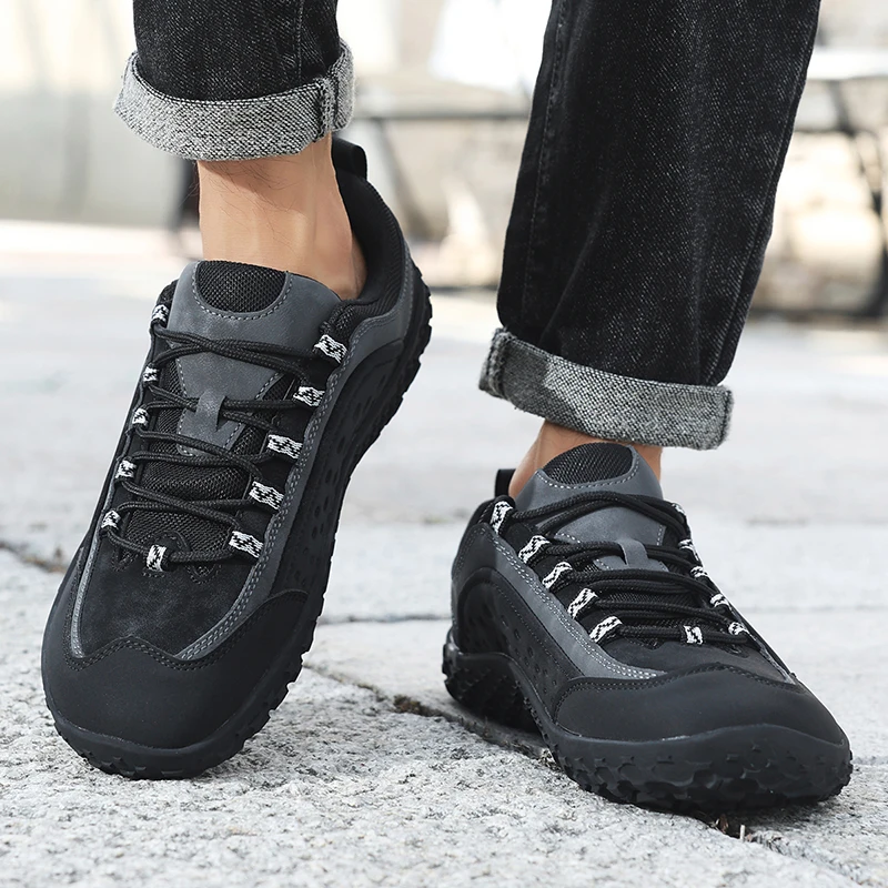 

Men's Lace-Up Leather Patchwork Comfortable Lightweight Daily Rubber Sole Casual Sports Shoes