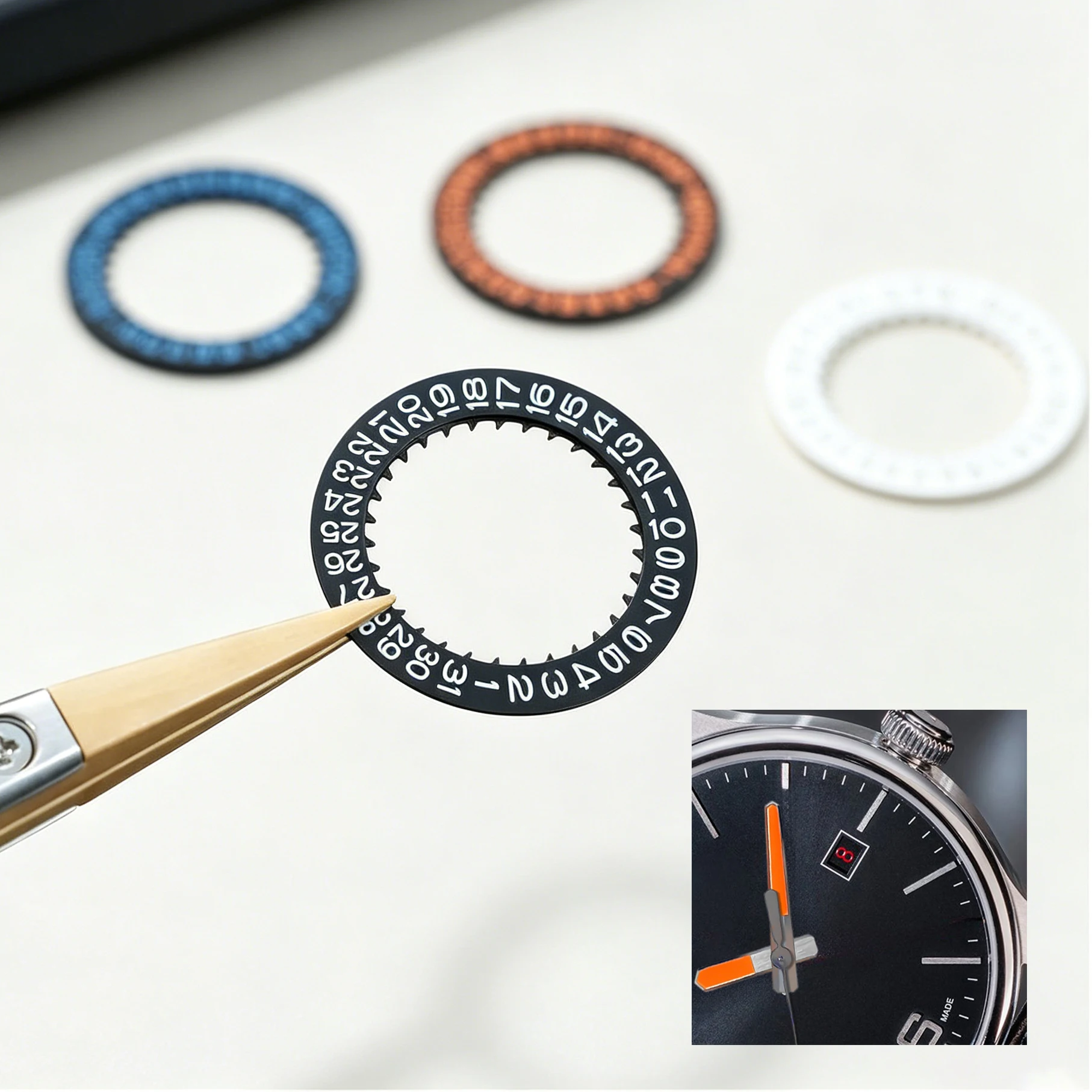 Tages- und Datumsanzeige NH35 NH36 Datumsrad Rot Blau Schwarz Automatisches Mechanisches Uhrwerk Passend für NH35 NH36 NH34 Uhrwerke SKX007 SKX009