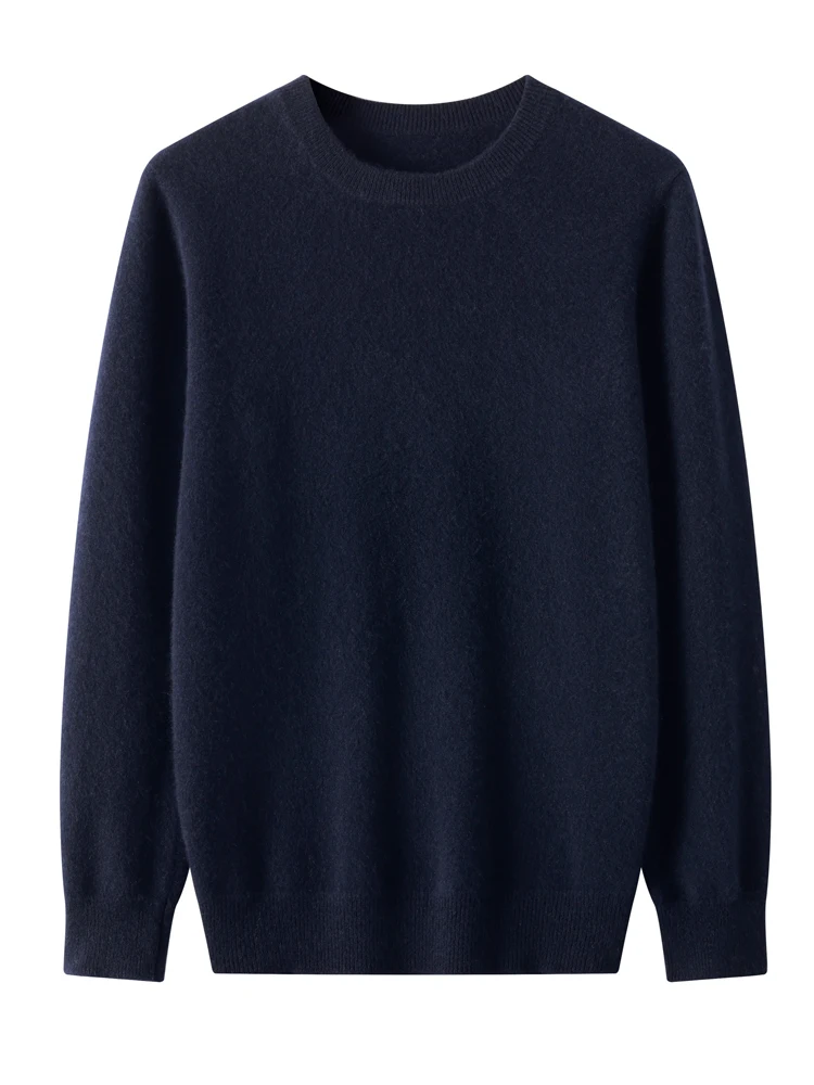 Men 100% Merino Wool Sweater Casual Autumn Winter O-neck Pullover Comfortable Soft Knitwear Classic Warm Basic Jumper Tops