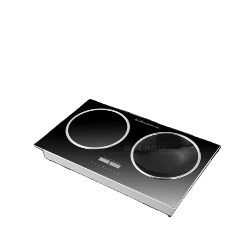 Table de cuisson à induction ultra-mince OEM, 4000W, 4 anneaux, double induction, avec contrôle tactile