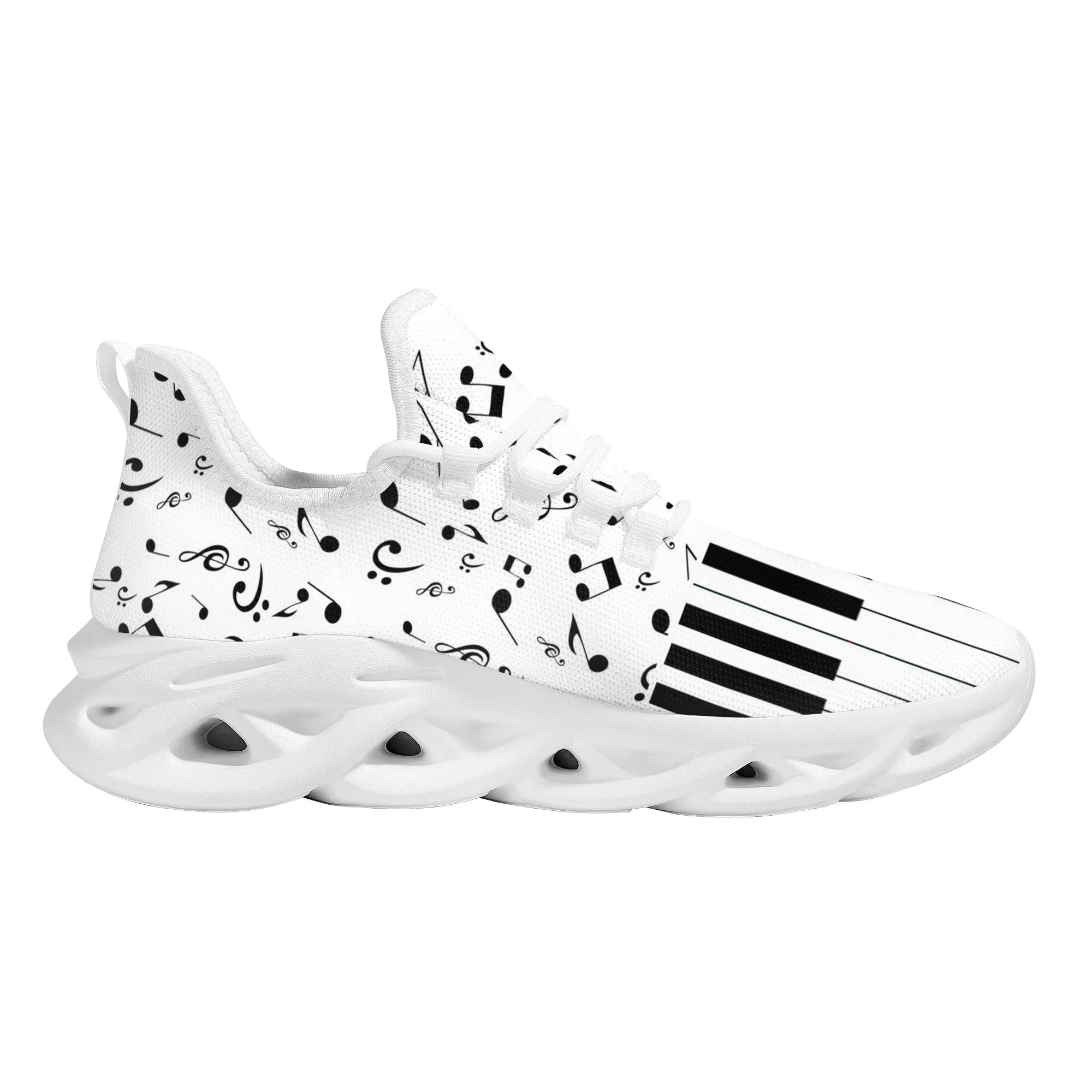 Fashion Musical Notes Cartoon Pattern Female Flat Shoes Comfort Sport Sneakers For Women Lace Up Platform Shoes