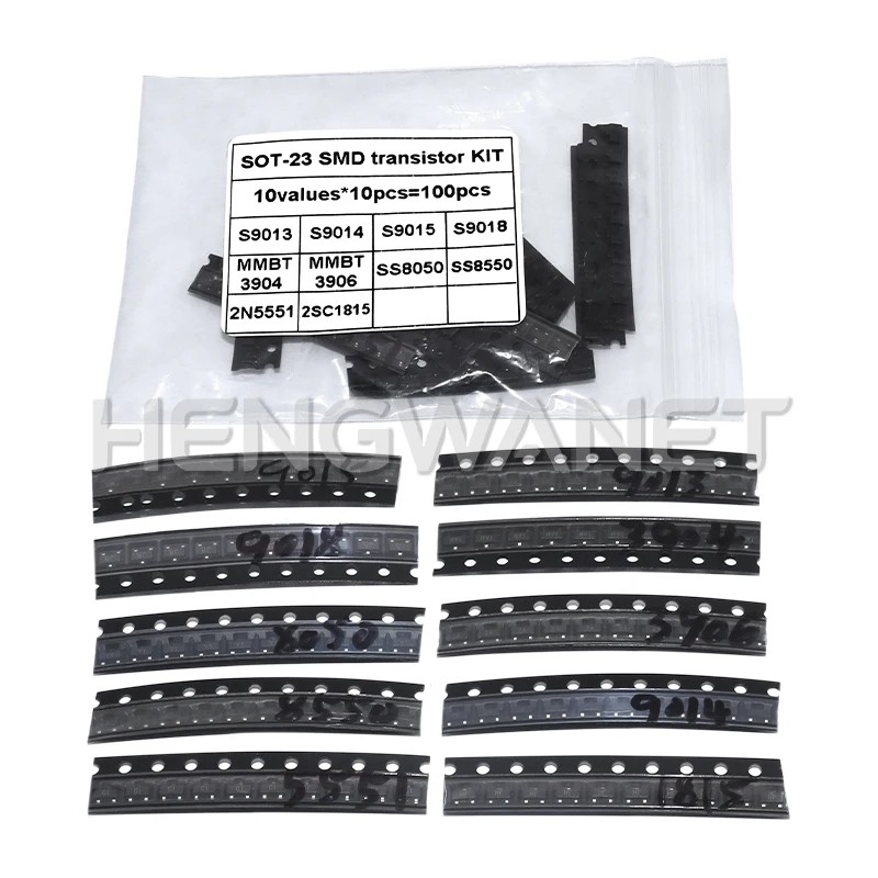 100pcs SOT-23 Triode Transistor S9013 S9014 S9015 S9018 MMBT3904 MMBT3906 SS8050 SS8550 2N5551 2SC1815 10kinds X10pcs