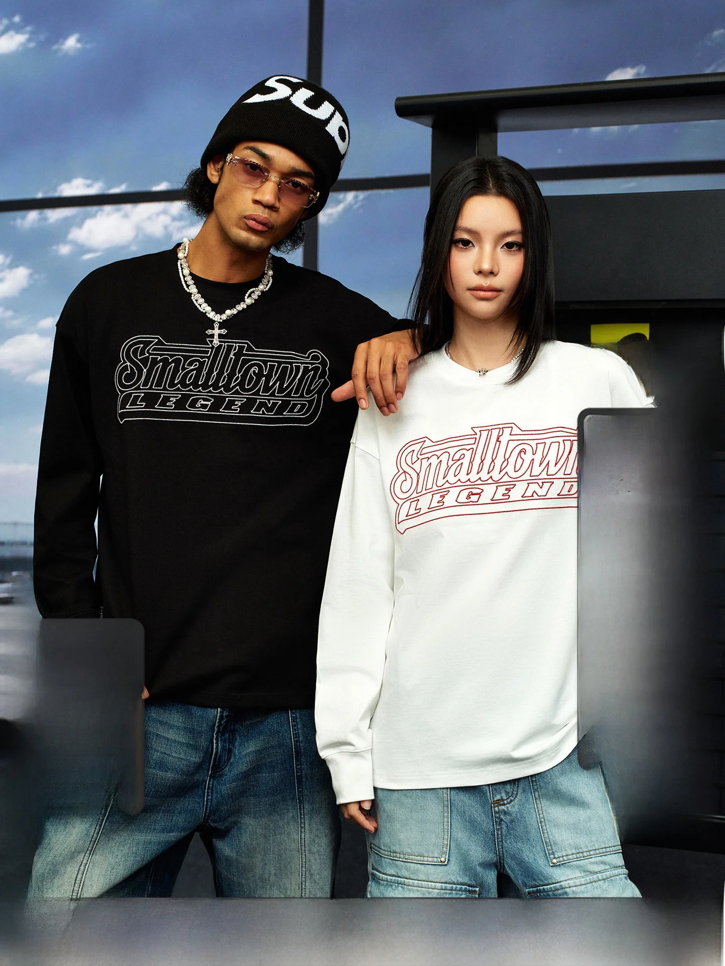 Street Style Long Sleeve T-Shirt with Embroidery Casual Loose Fit Cotton round Neck Print Design for Men And Women