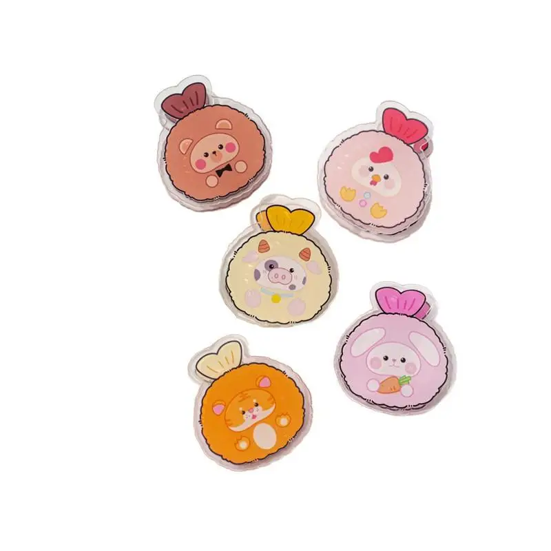 Multifunction Paper Clip 5pcs Acrylic Cartoon Double Side PP Clip for School Office Examination Paper Management