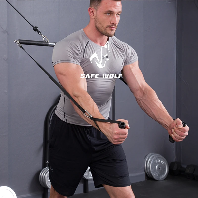 Fitness Bizeps Trizeps Zurück Blaster Seil LAT Pull Down Bar Brust Muskel Workout Grip Rudern Griff DIY Pulley Kabel Aufsätze – Detail 1
