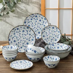 Creative Ceramic Plate Blue and White Porcelain Desktop Fruit Salad Dish Hotel Dinner Set Plates and Dishes Kitchen Cutlery