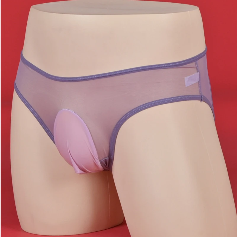 Bow Hollow กลับ Sissy กระเป๋ากางเกงผู้ชายเซ็กซี่ Bullet แยกชุดชั้นใน Underpant Smooth ชุดชั้นในเกย์ชุดนอน