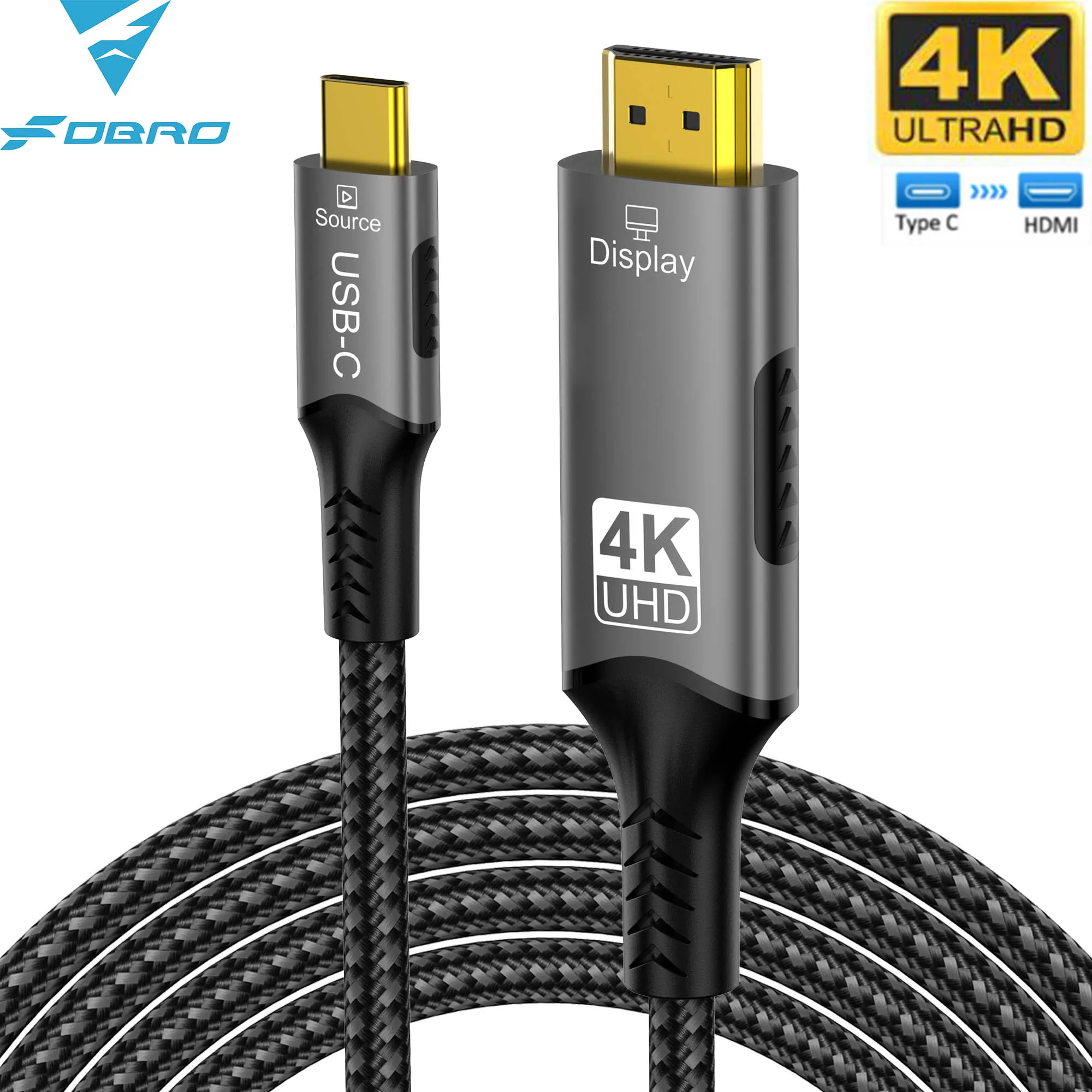 FDBRO USB C zu HDMI-Kabel 8k @ 60Hz 4k @ 120Hz Typ C zu HDMI-kompatiblem HDTV-Kabel für TV-Konverter MacBook Air iPad USB-C HDMI-Adapter 4