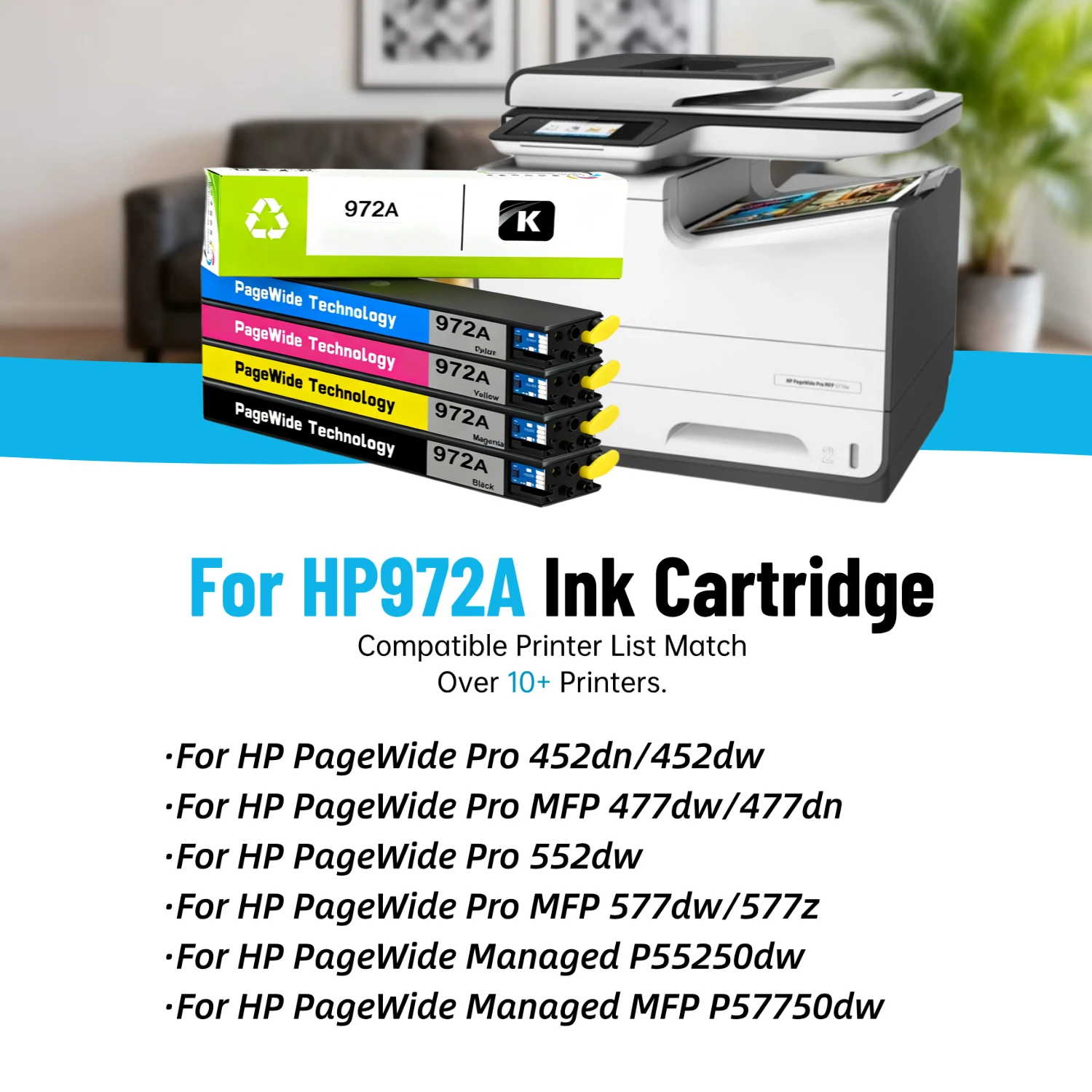 For HP 972 972A Compatible Ink Cartridge For Hp Pagewide Pro 452dn/dw 552Dw Mfp 477dw/dn 577dw/dz P55250Dw P57750Dw Printer