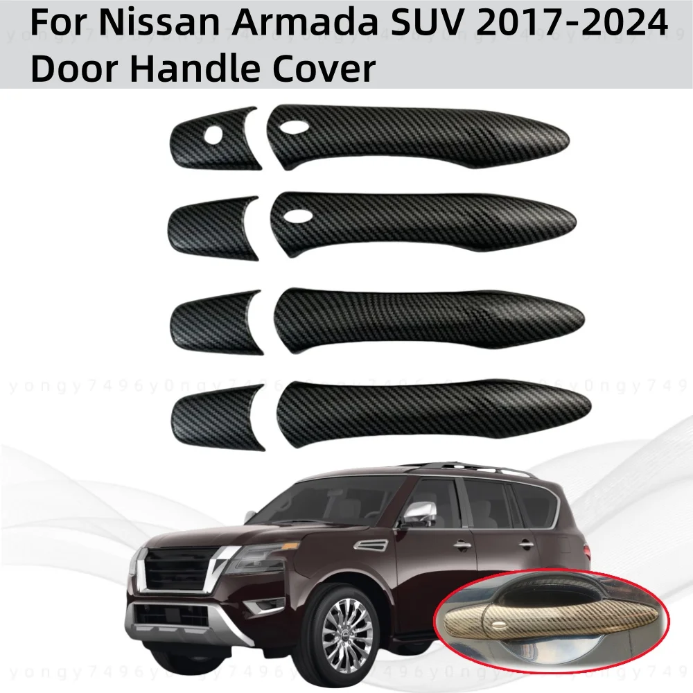 

Автомобильный обновленный черный карбоновый автомобильный аксессуар, крышка дверной ручки, накладка в стиле пасты для Nissan Armada SUV 2017 2019 2020 2021 2022 2024