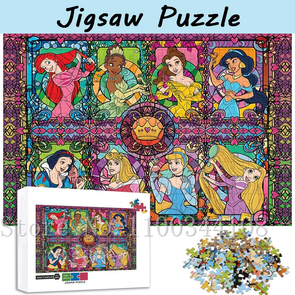 Disney Princess Collage Puzzle Snow White Cinderella Ariel Jigsaw Puzzles for Girls Gifts Intelligence Game Toys