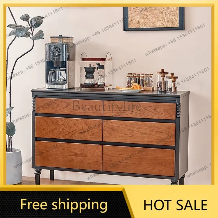 XX. French retro solid wood locker bedroom living room American five-bucket six-bucket drawer storage cabinet