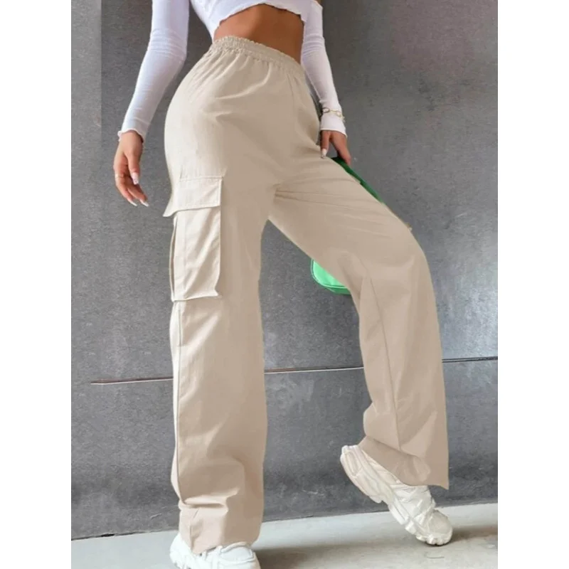 

2024Summer New Design Sense high Street Overalls Women's No Belt Waist Wide Leg Straight Loose Casual Trousers