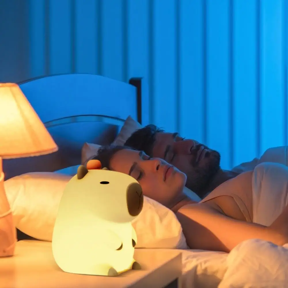 Cute Capybara Light Night Lights USB Rechargeable Capybara Shape Touch Control Soft Silicone Lamp for Kids Adult Gifts