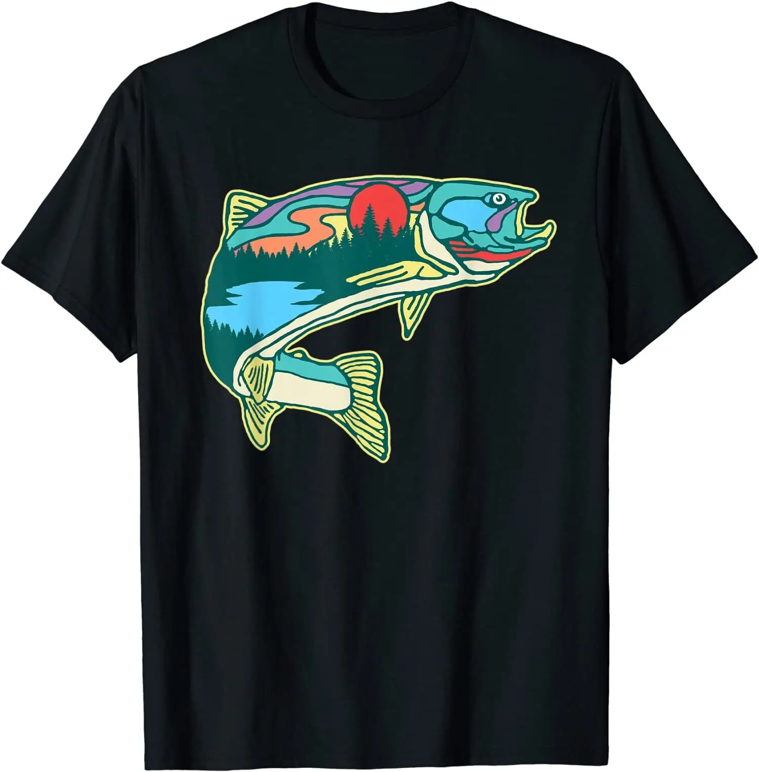 

Troutt Vintage Fishing Retro Great Gift Idea Tee T-Shirt Fish Lover Men's 100% Cotton Casual T-shirts Loose Top S-3XL