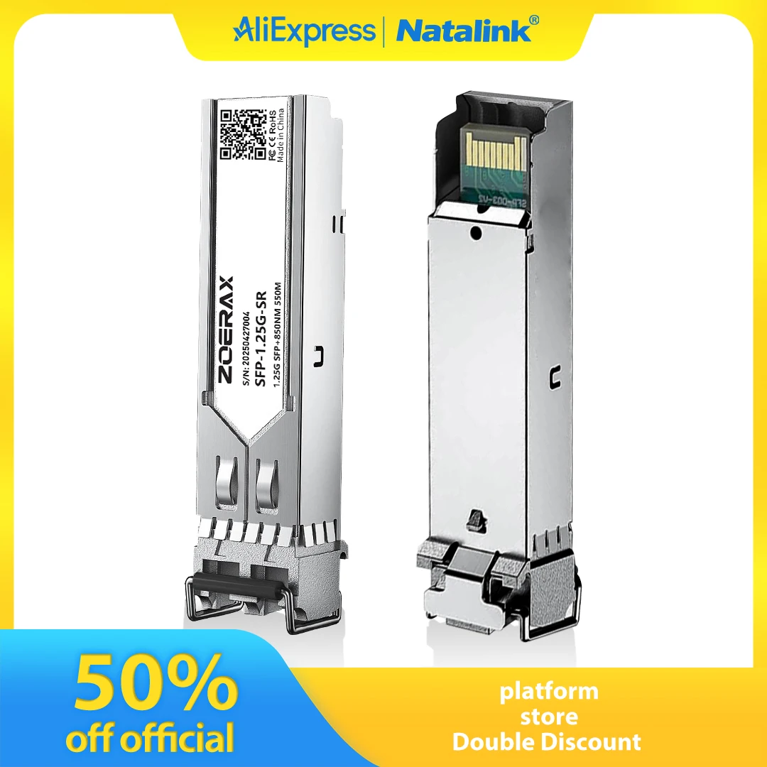 Natalink 1,25G SFP Transceiver Modul Duplex LC Multimode 850nm Glasfasermodul DDM für Cisco Mikrotik Ethernet Transceiver