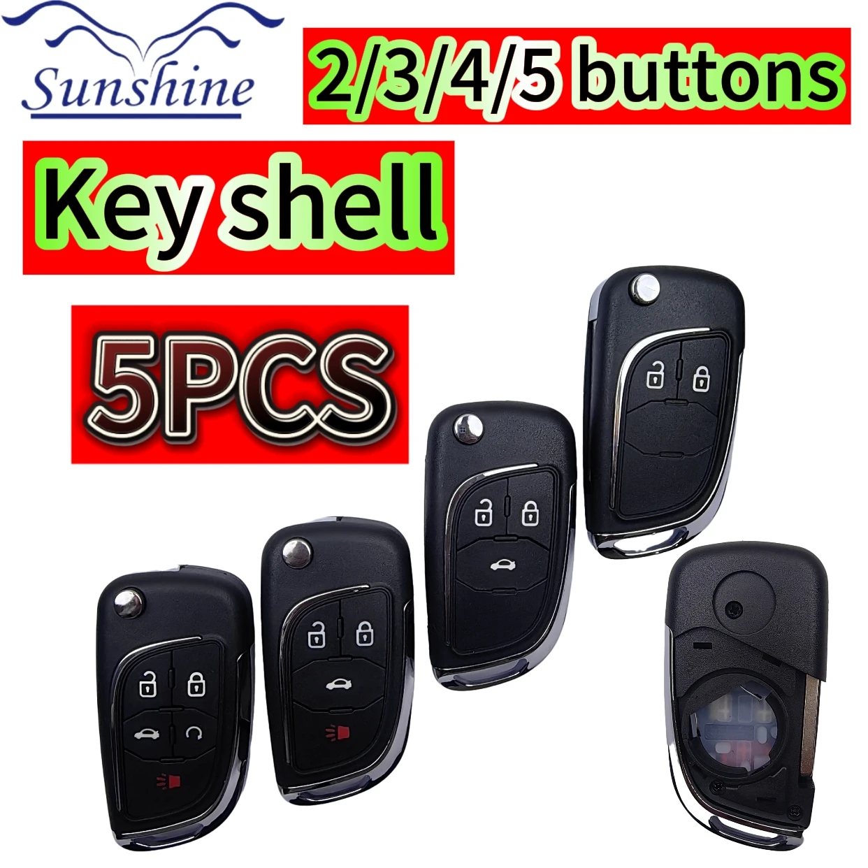 

5PCS Car Key Case For Buick Opel Chevrolet Cruze Epica Lova Camaro Vauxhall Insignia Astra Mokka Flip Remote Key Shell 2/3/4/5BT