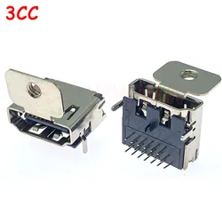 2-10PCS HDMI Socket HD TV Interface HDMI Female 19p Three Row Straight Plug with Screw Hole 2 Fixed Feet