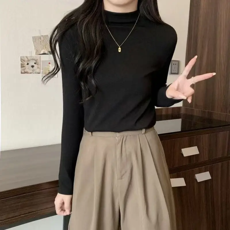 เสื้อซับในกำมะหยี่สองด้าน คอสูง ทรงเข้ารูป สำหรับผู้หญิง ช่วยให้ดูผอมเพรียว เหมาะสำหรับฤดูใบไม้ร่วงและฤดูหนาว รุ่นใหม่