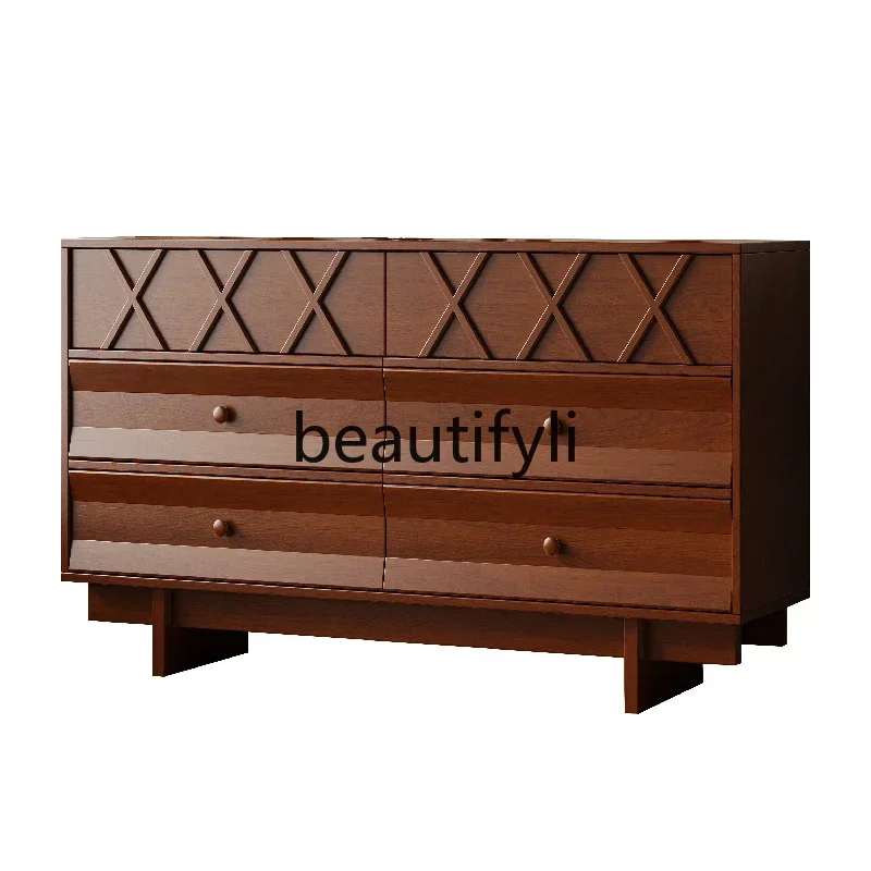 New arrive  Medieval six-bucket five-bucket storage cabinet storage side cabinet French solid wood bedroom bedside drawer cabine