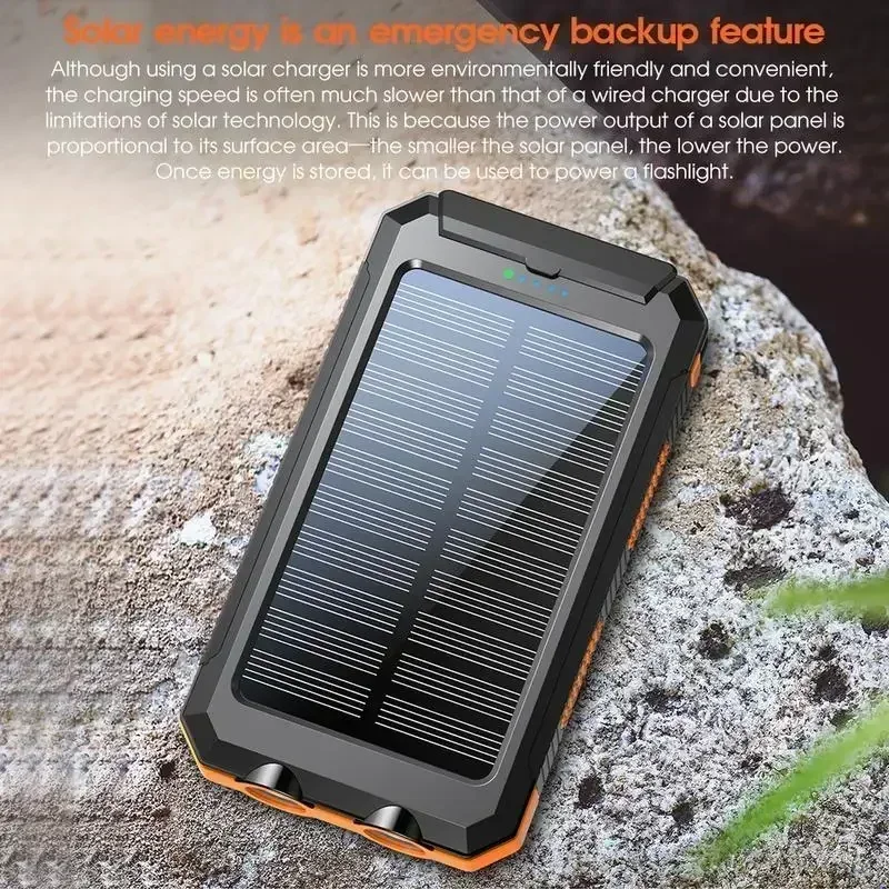 Ultimo salvavita di emergenza all'aperto! Solar Power Bank da 10.000 mAh: doppia ricarica rapida USB + torcia. Impermeabile