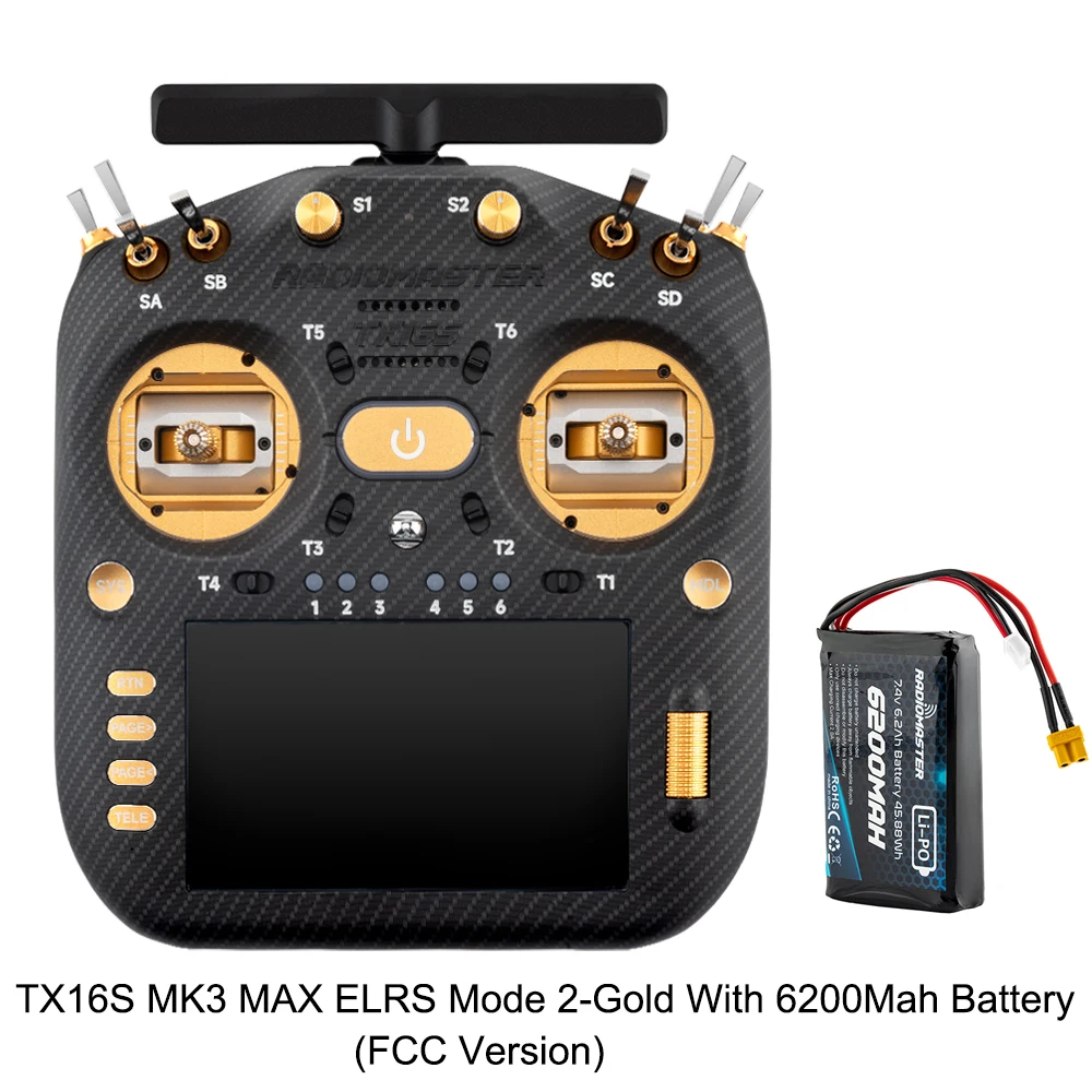 Pre-order RadioMaster TX16S MK3 MAX 2.4GHz 900MHz AG02 CNC Hall Gimbal 5 inch IPS touchscreen EdgeTX ExpressLRS radiocontroller - afbeelding 1