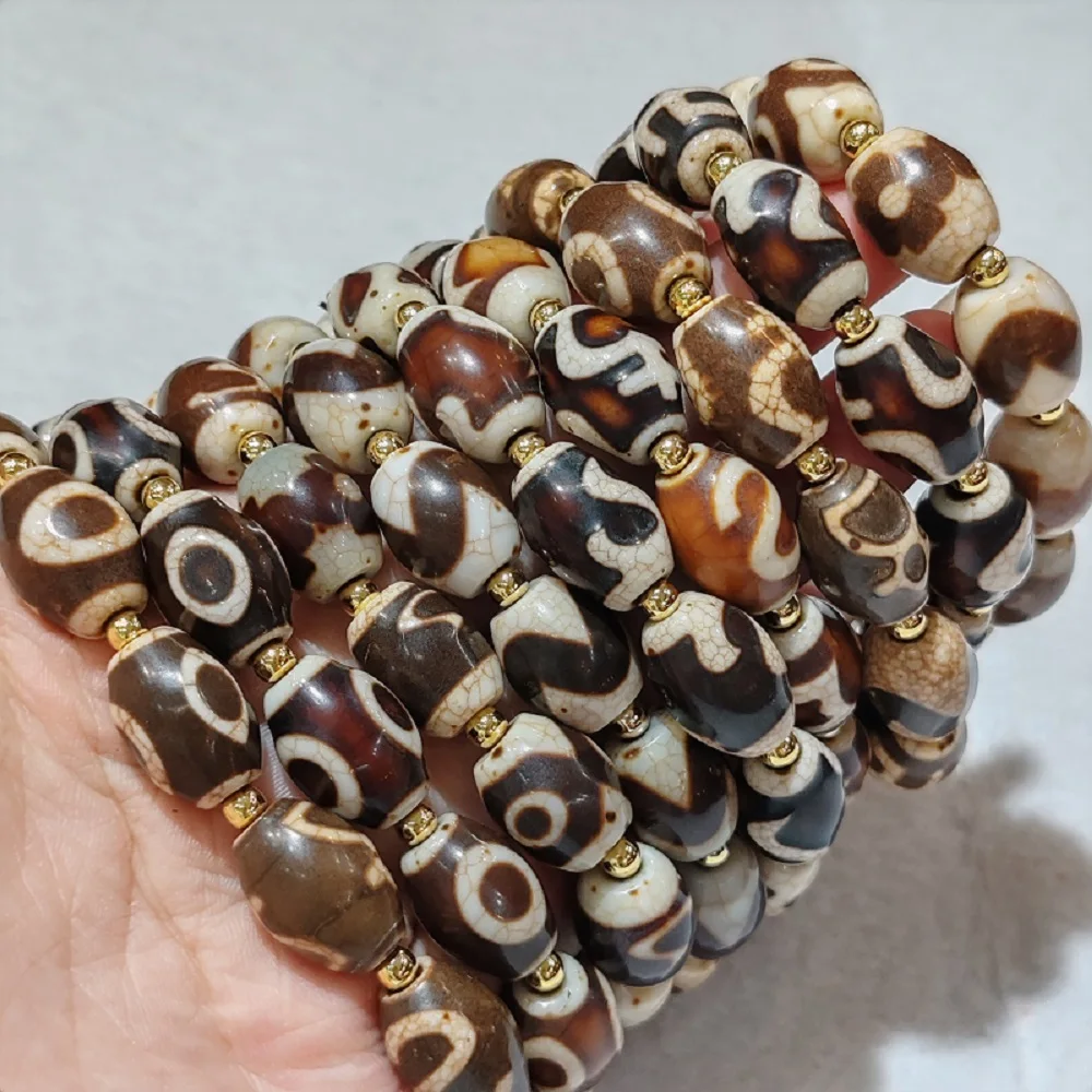 

Xizang Agate Dzi Fire Sacrifice Dragon Scale Open Tiger Teeth Lucky Treasure Heaven Pearl diy Hand String