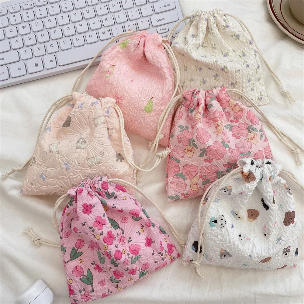 

Cute Cartoon Animals Drawstring Makeup Bag Portable Travel Mini Cosmetic Lipsticks Storage Pouch Multifunctional make up bag
