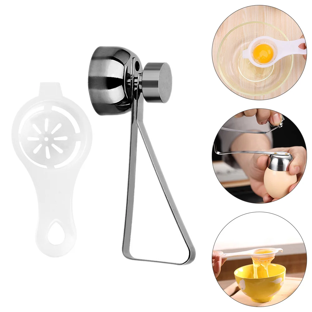 2 Pcs Egg Opener White Yolk Separator Shell Stainless Steel Divider Tool Kitchen Gadget