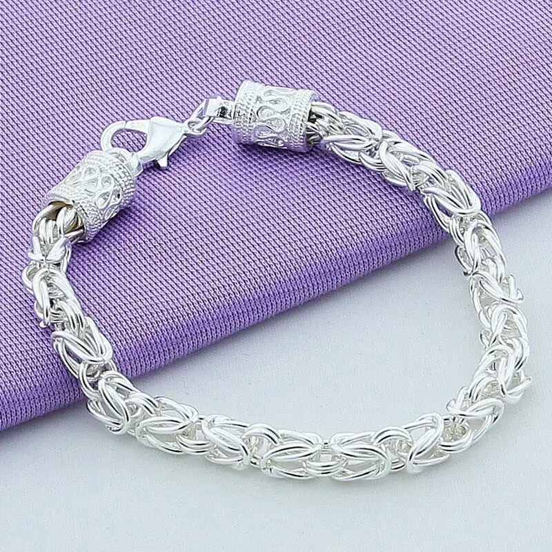 

CHUANGCHEBG 925 Sterling Silver Link Bracelet Women Men Luxury Wedding Party Gifts