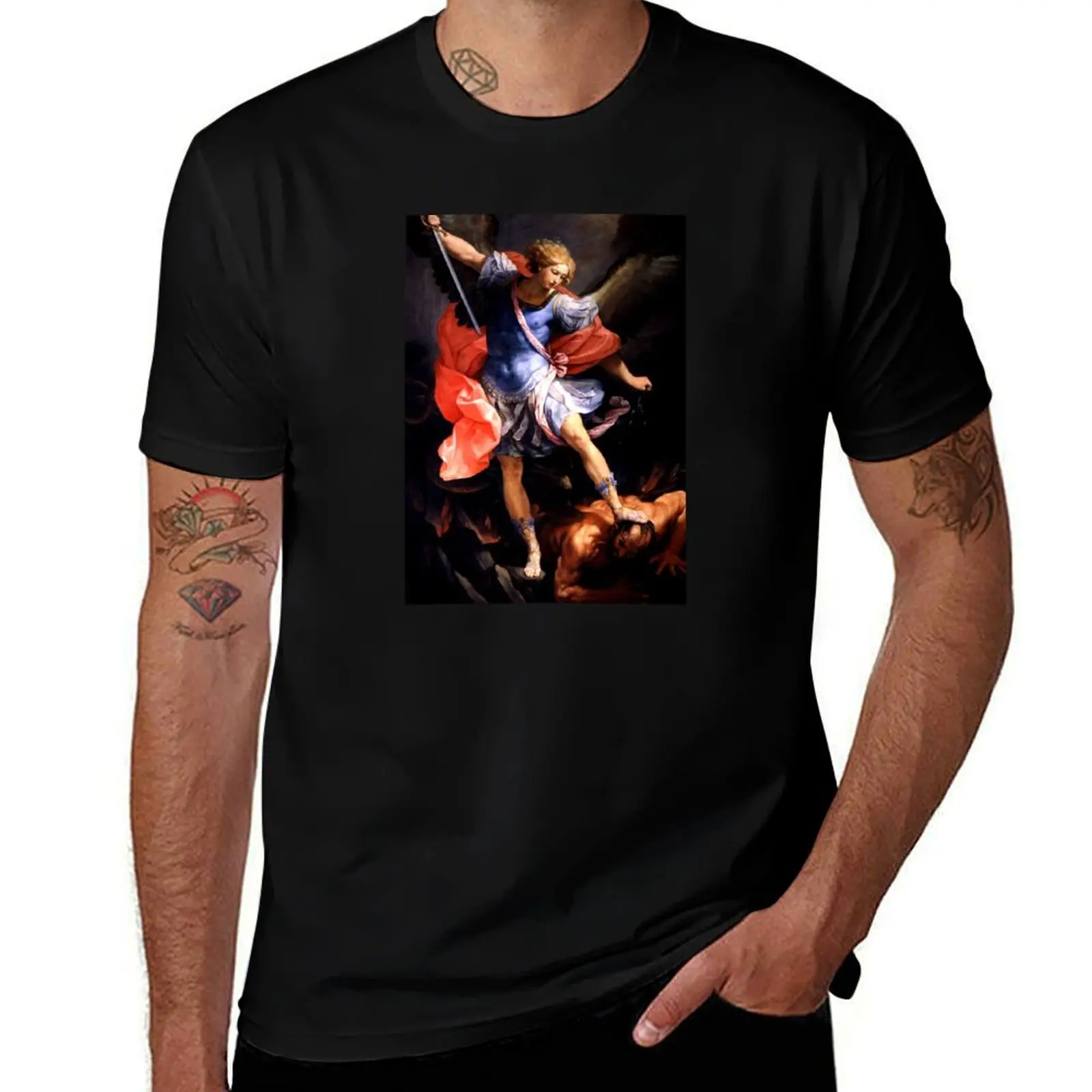 

The Archangel Michael defeats Satan - Guido Reni T-Shirt Casual Trendy Short Sleeve T-Shirt