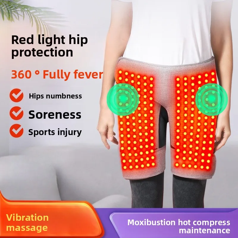 Red Light Heated Hip Brace Electric Heat Massager Pad for Lower Back Thigh Buttock Muscle Relaxation Birthday Gifts Women Men