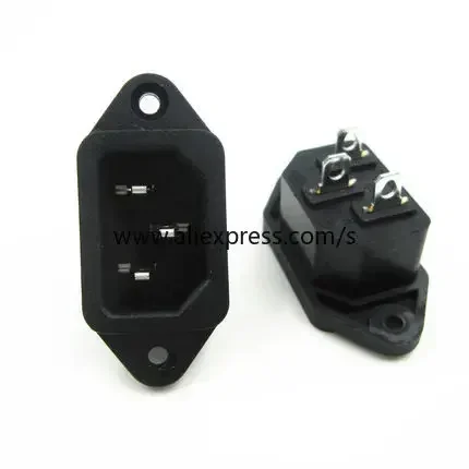 2PCS IEC320 C8 Black 2 Terminal Power Plug Inlet Socket AC 250V 2.5A AC Power Socket Connector Plug Copper Core US EU Plug