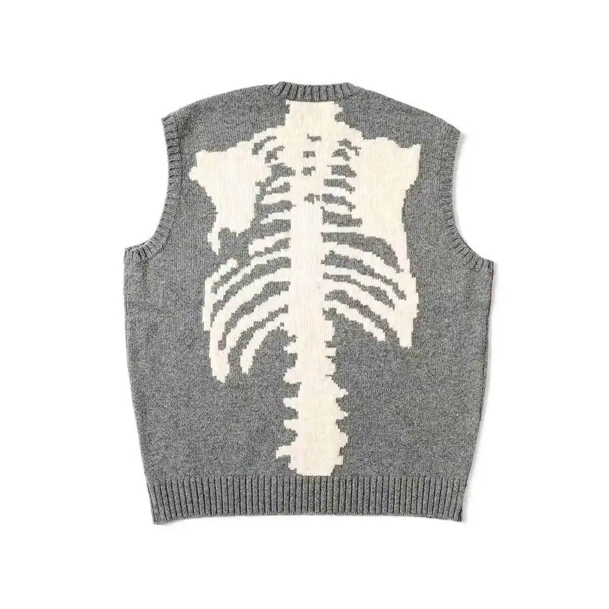 New Arrival Japanese Retro Kapital Vintage Flat Skeleton Sweater Vest Sleeveless Gray Top