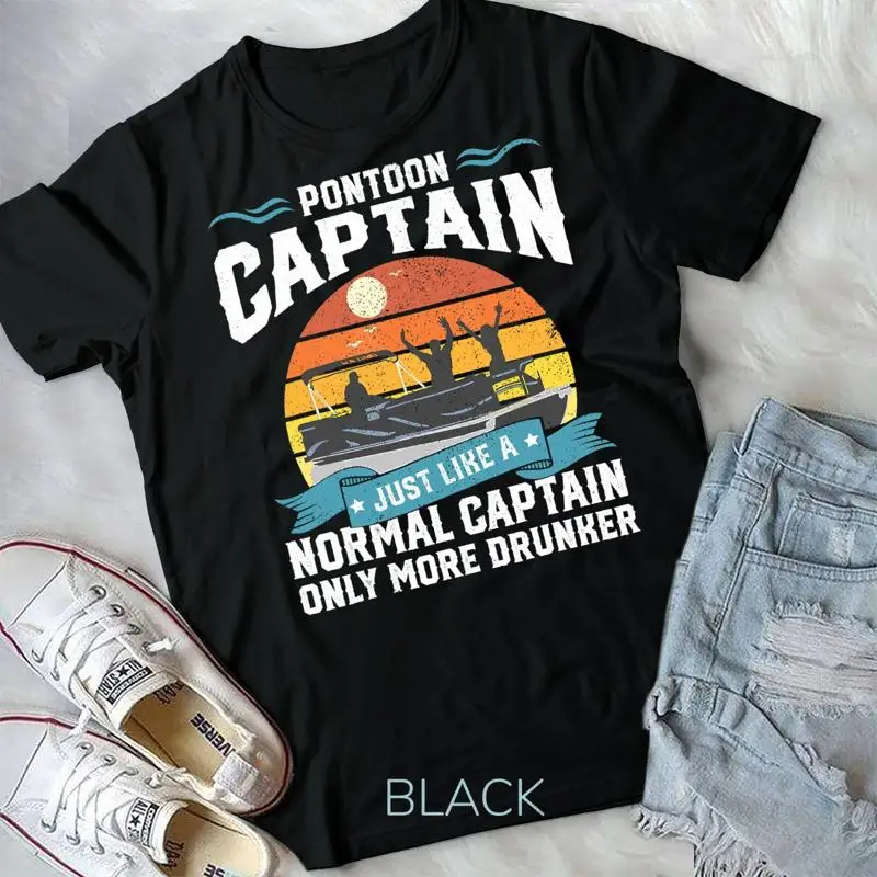 

Funny Pontoon Captain Boat Lake Boating Beer Gift For Dad tee Unisex T shirt