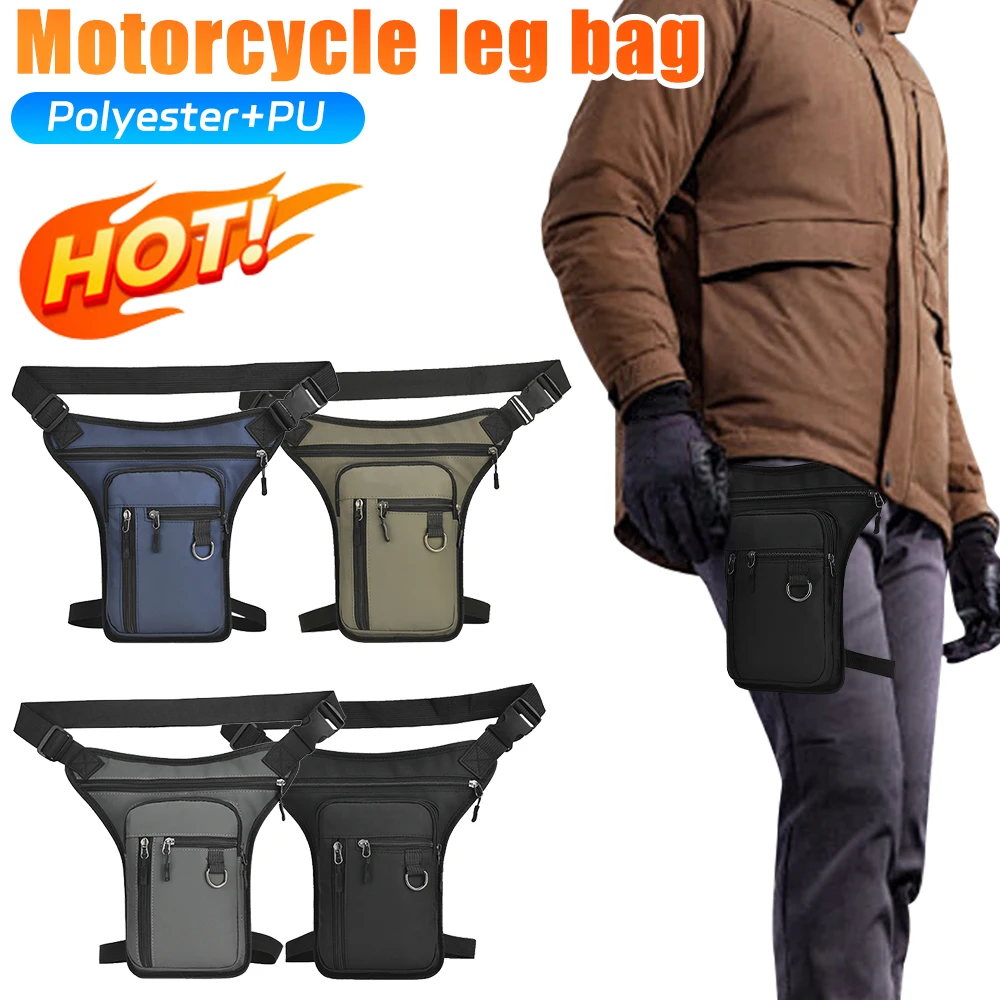 Bolsa de pierna caída para hombre, riñonera para teléfono, monedero para motocicleta, hombro cruzado, muslo, cinturón de cadera para hombre