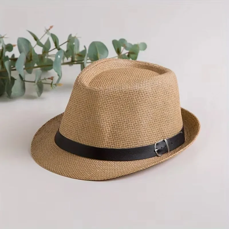 Solid Color Sunshade Hat Versatile Breathable Outdoor Hiking Travel Bowler Hat Simple Art Leather Edge Decoration Beach Hat