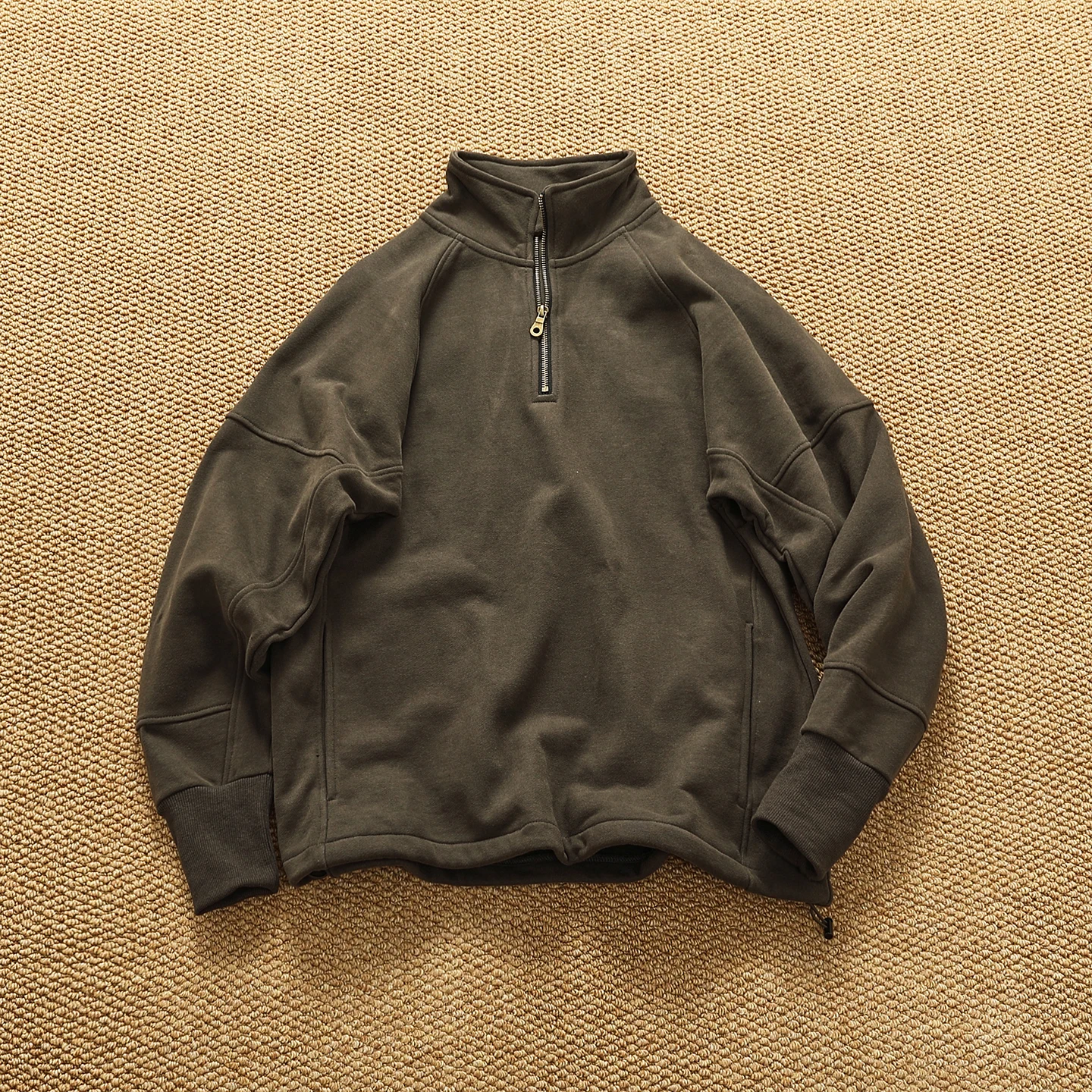 

Осенние новые тяжелые толстовки в американском стиле ретро с полуоткрытым воротником-стойкой, утепленные толстовки, мужская модная стираная старая повседневная спортивная одежда