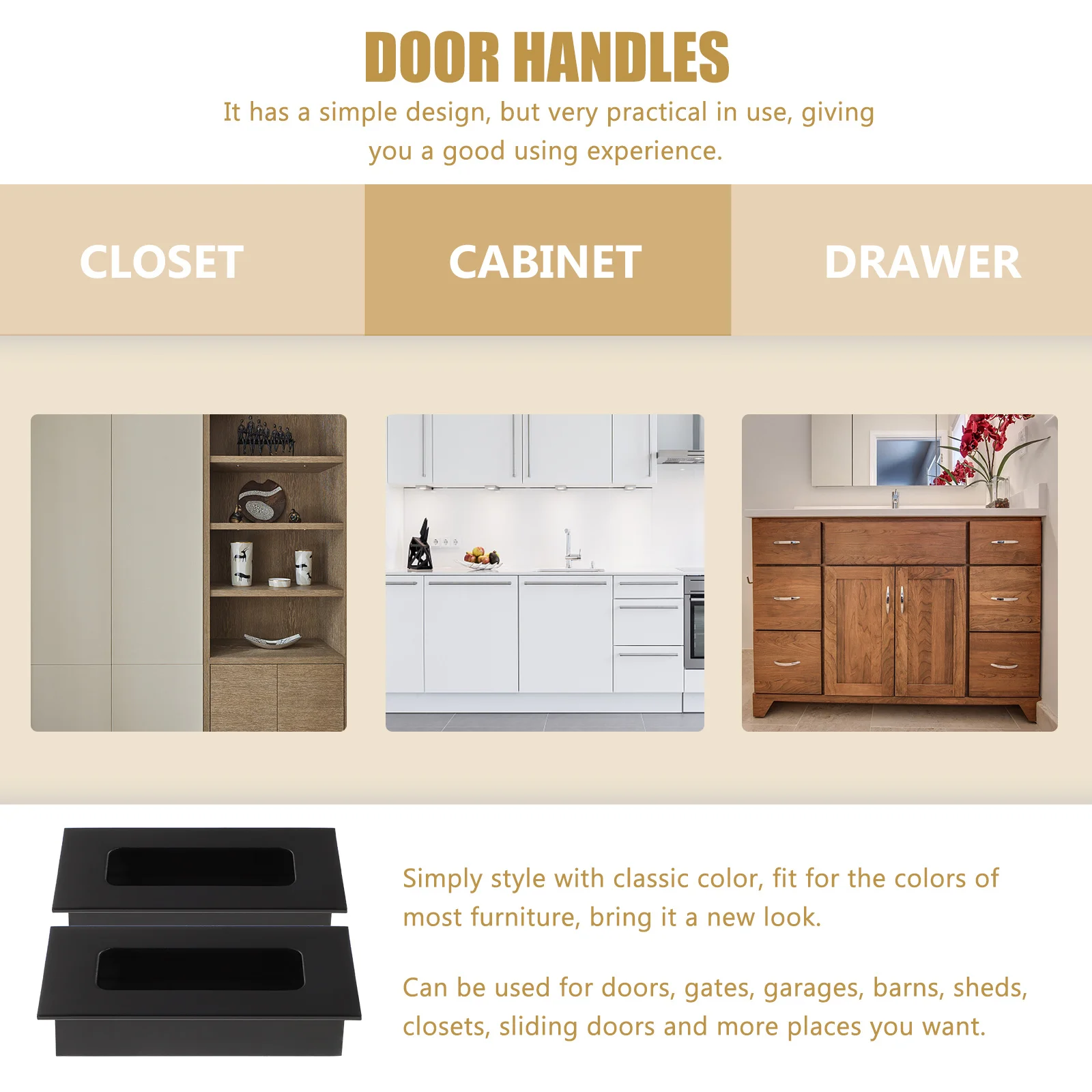 

2Pcs Recessed Cabinet Pulls Hidden Grips Durable Aluminum Alloy Concealed Handles for Furniture Easy Install Cabinet Door Handle