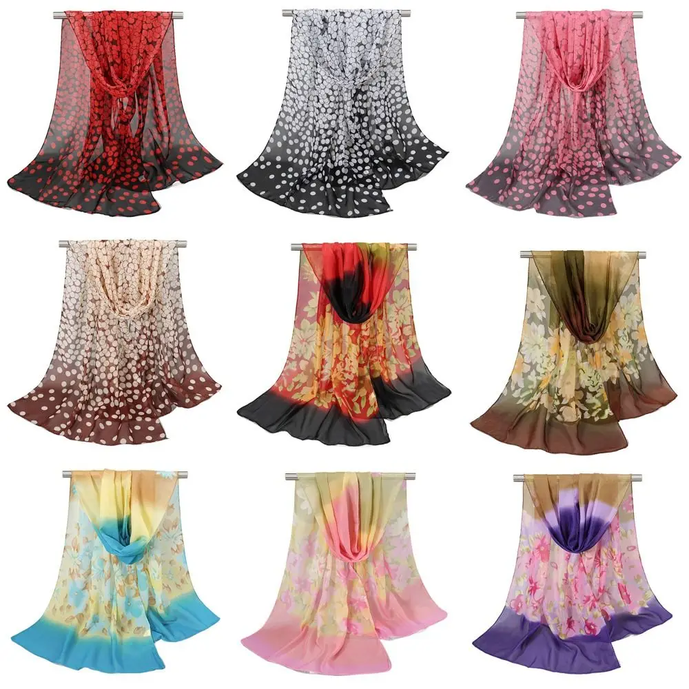 

New Floral Printing Chiffon Scarf Soft Thin Sunscreen Shawl Long Shawl Silk