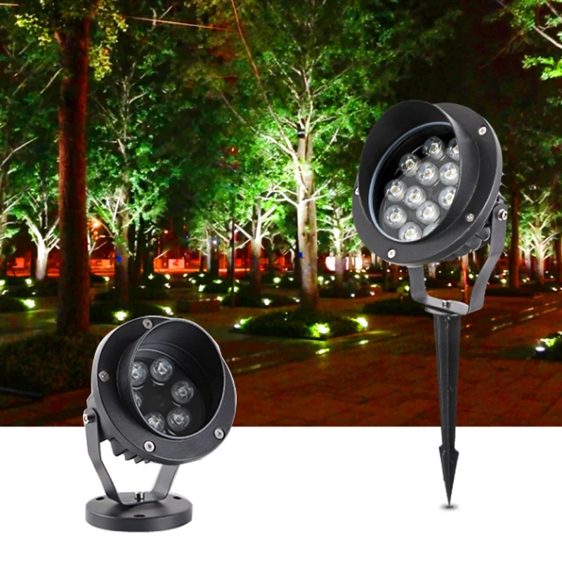 Hight Power LED Garden Lighting 3W 6W 10W 12W 18W Outdoor Lawn Lamp Waterproof IP65 Yard Path Spotlights AC85-265V DC12V