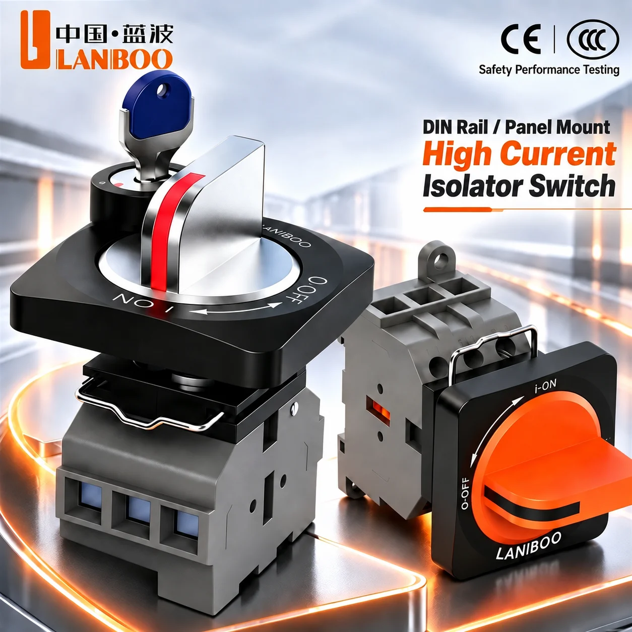 LANBOO Industrial Disconnect Switch 12A/20A/30A/40A with Guide Rail Installation for Low-Voltage Control Cabinets