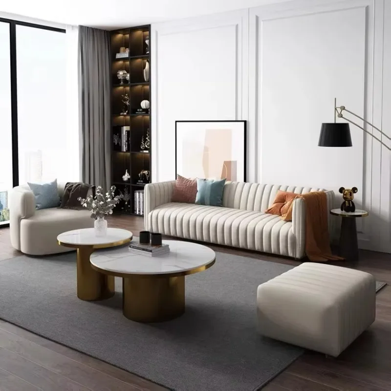 segmented sofa set Stainless steel luxury executive leather living room sofa furniture