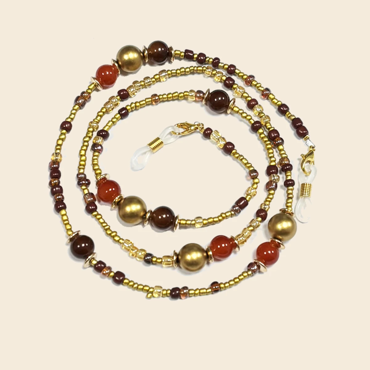 

New retro brown navy blue high-quality eyeglass chain with glass beads for daily glasses hanging neck anti slip chain hanging ch