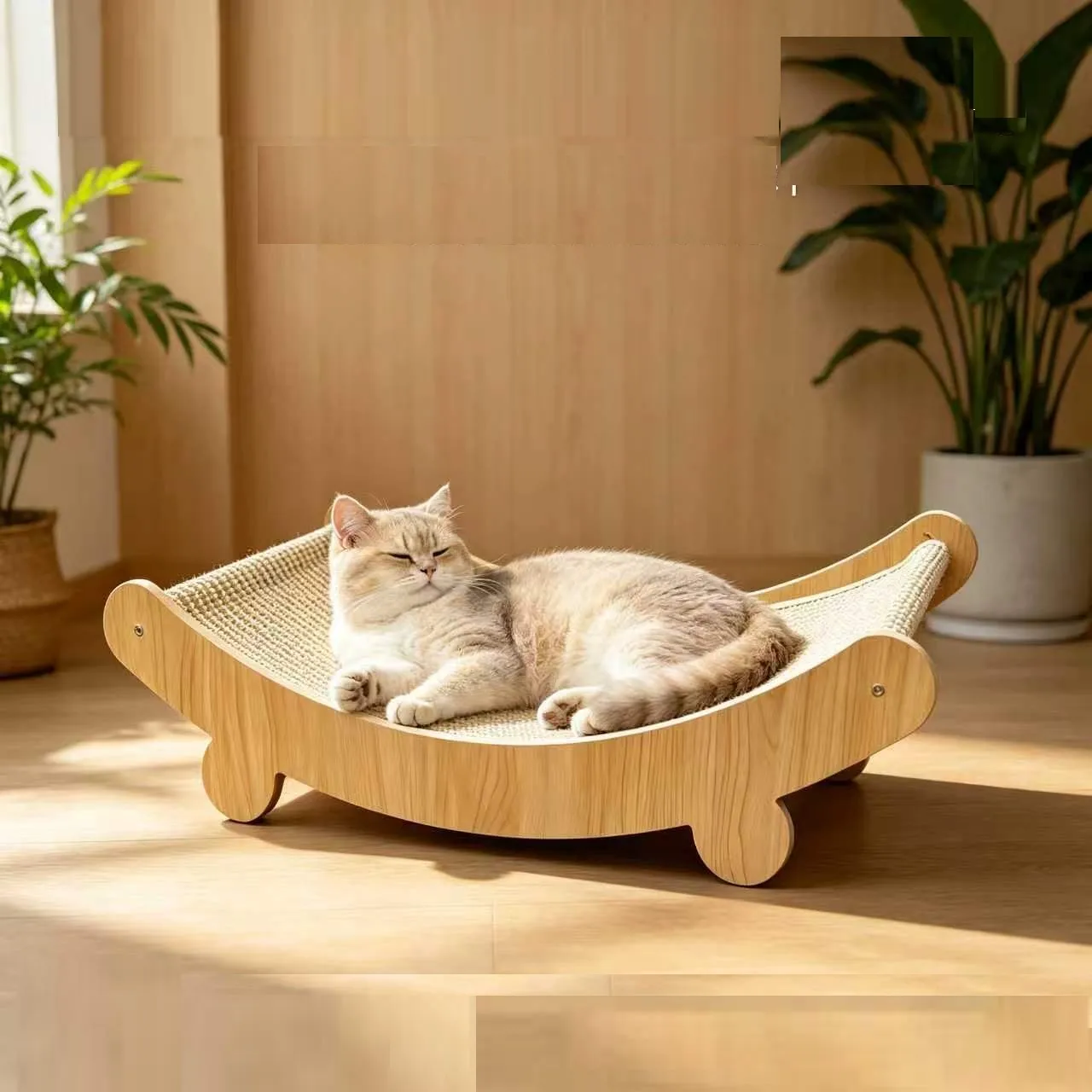 Arranhadores de Madeira para Gatos Multifuncionais, Cama para Gatos Removível e Resistente ao Desgaste, Brinquedo para Gatos Filhotes