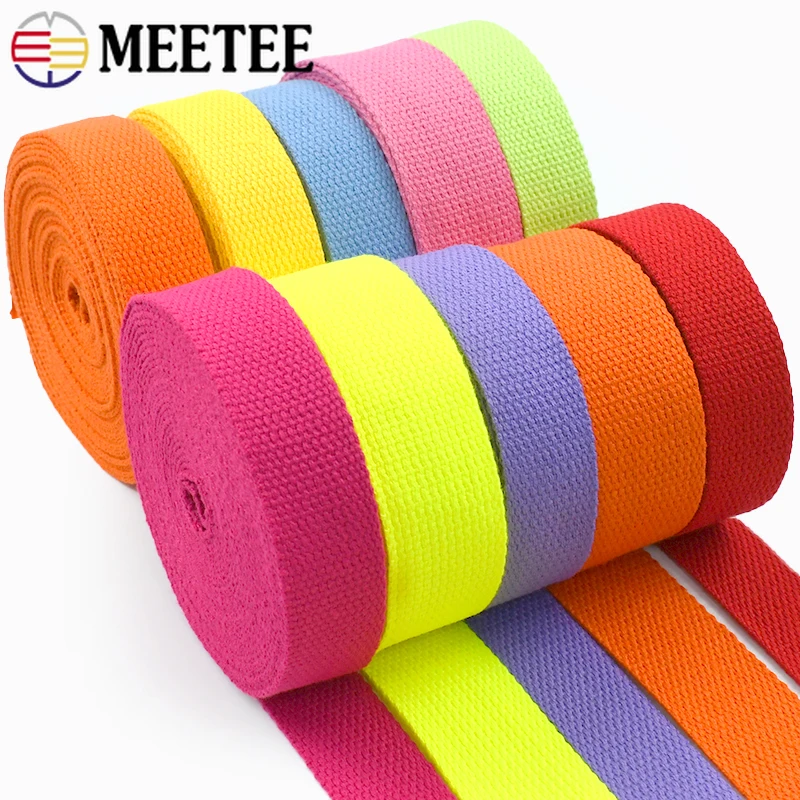 4M 20/25/32/38/50mm Colored Cotton Webbing Tapes for Bag Straps Pet Collar Safety Belt Ribbon Bands DIY Bags Sewing Accessories