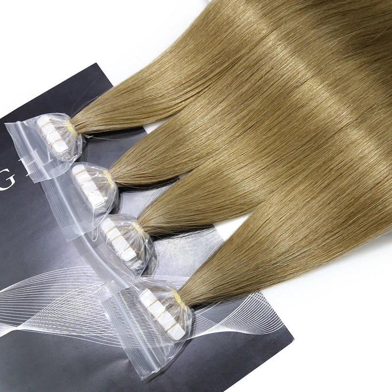 Cinta invisible europea del pelo de la Virgen en el color real 8 100G del cabello humano de las extensiones del cabello humano 100%