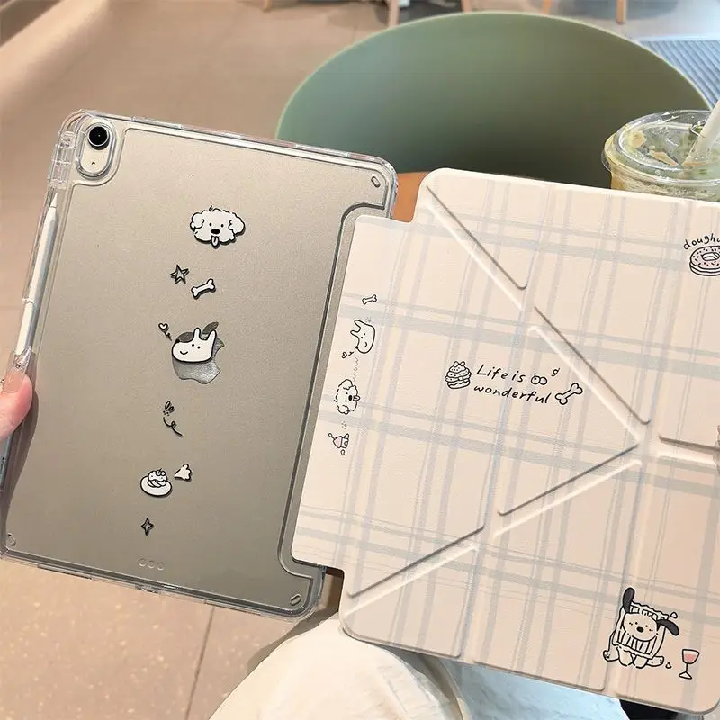 Korean Ins Bone Dog iPad Case For iPad Pro 11 13in 2025 iPad Pro 12.9in Air7 10th 11th M4/5 MINI 3+y Fold Anti-fall Cover y2k