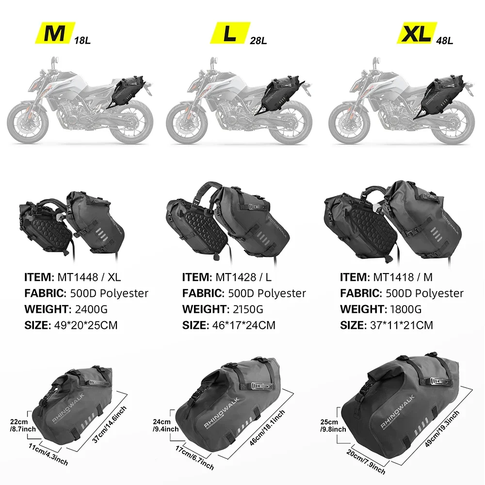 Motorcycle Bag 2 Pcs 100%Waterproof  Universal Fit Motorcycle Pannier Bag