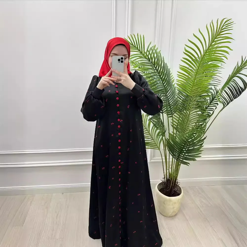 عبايات نسائية مطبوعة فساتين وشاحات واحدة الصدر جلابية رمضان المغرب دبي عيد مسلم قفطان إسلامي فيستدوس رداء عربي طويل